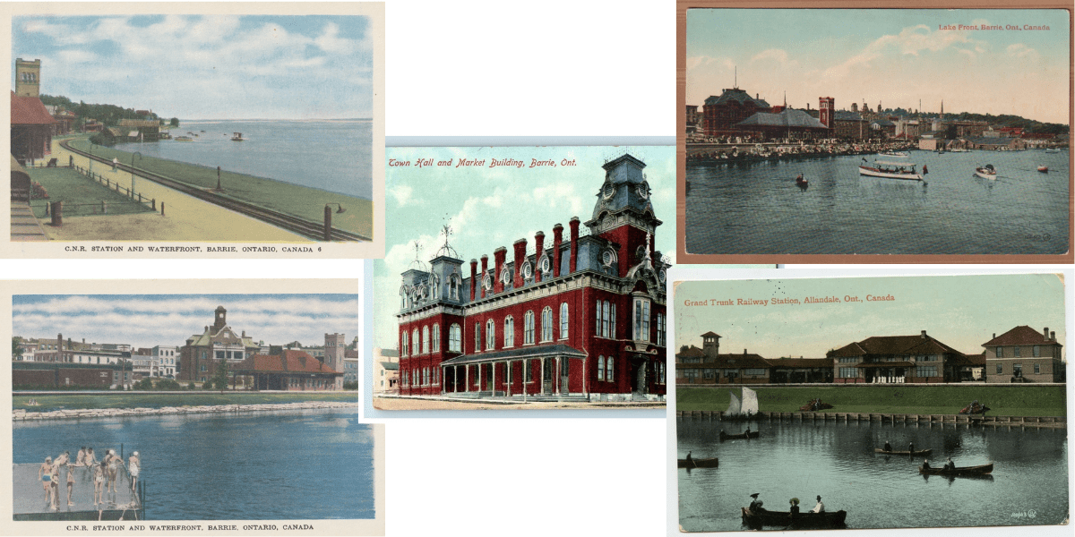 Old Barrie, Ontario in vintage postcards.
